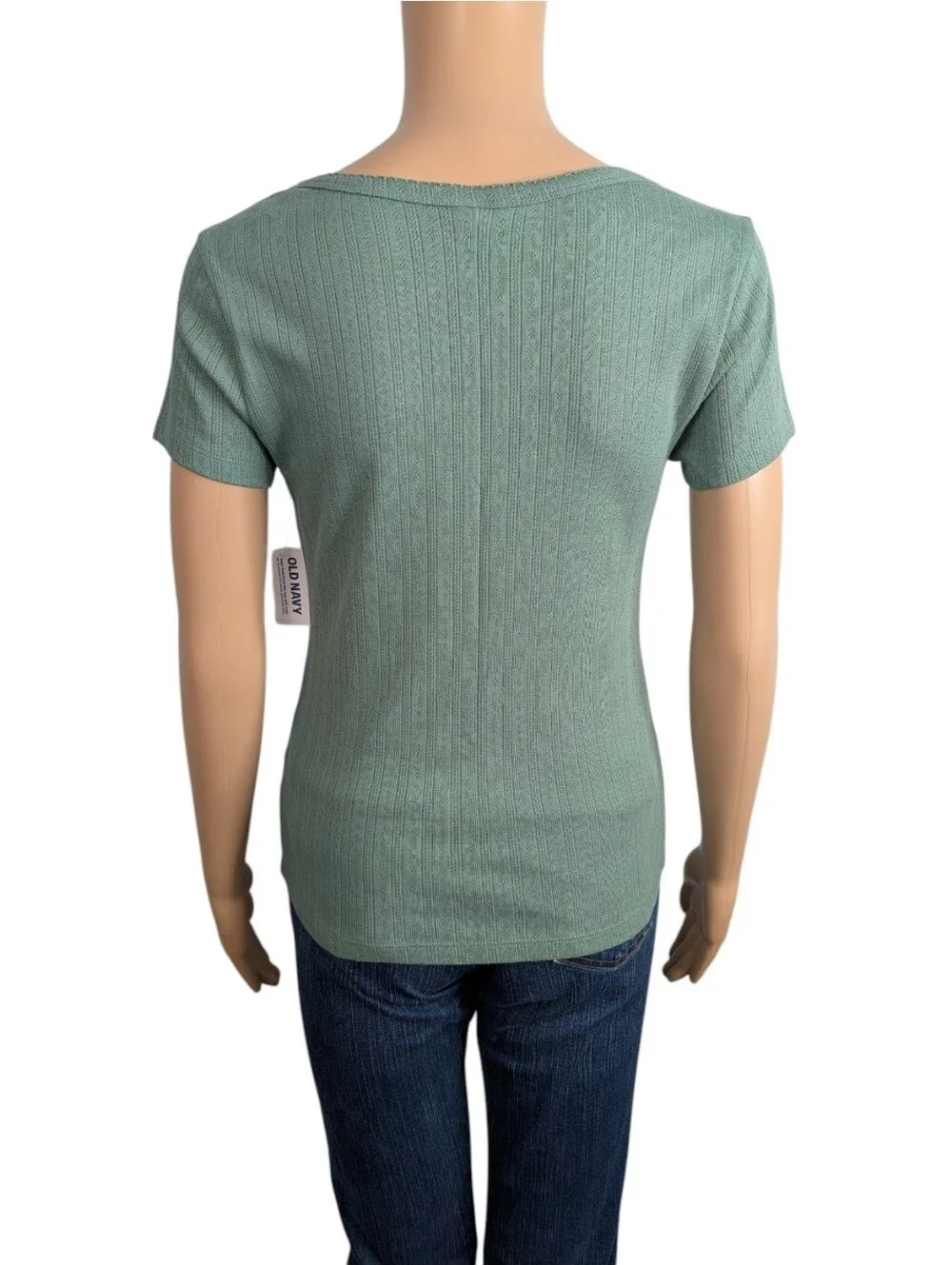 Old Navy Lace-Trim Ribbed Pointelle T-Shirt M